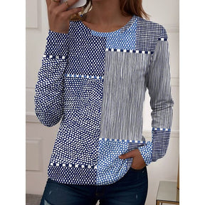 Winter Longsleeve blau-weiß gestreift – warm & elegant