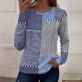 Winter Longsleeve blau-weiß gestreift – warm & elegant