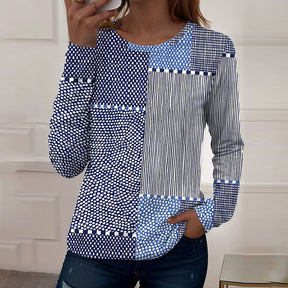 Winter Longsleeve blau-weiß gestreift – warm & elegant