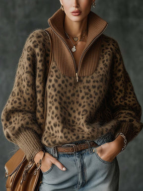 Stylischer Leopard Print Sweater - Herbstlicher Luxus & Komfort