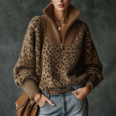 Stylischer Leopard Print Sweater - Herbstlicher Luxus & Komfort