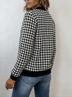 Winter Bomberjacke Hahnentritt Damen – warm & elegant