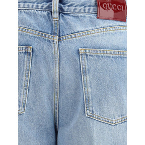 Gucci Hellblaue Baumwoll-Jeans im Denim-Look