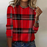 Winter Red Plaid Damen Longsleeve – Kuscheliges Karoshirt