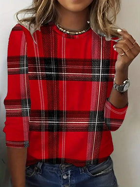 Winter Red Plaid Damen Longsleeve – Kuscheliges Karoshirt