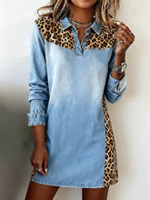 Winter Kleid Denim Leo Patchwork – Warm & Stylisch Damen