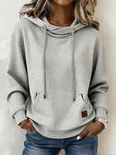 Warmes Waffelstrick Hoodie Damen hellgrau für Winter