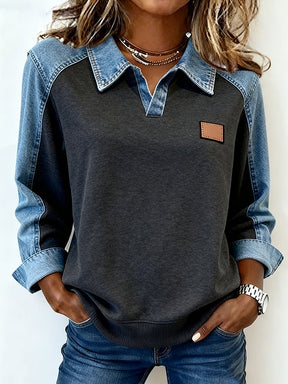 Winter Damen Sweatshirt im Denim Look – warm & stylisch