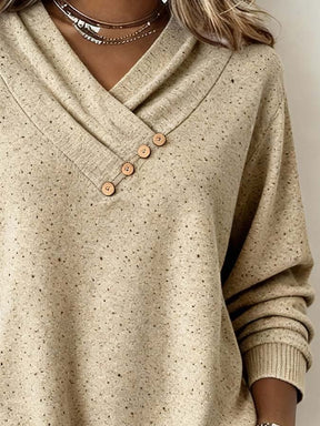 Kuscheliger Damen Strickpullover Beige Winter V-Ausschnitt
