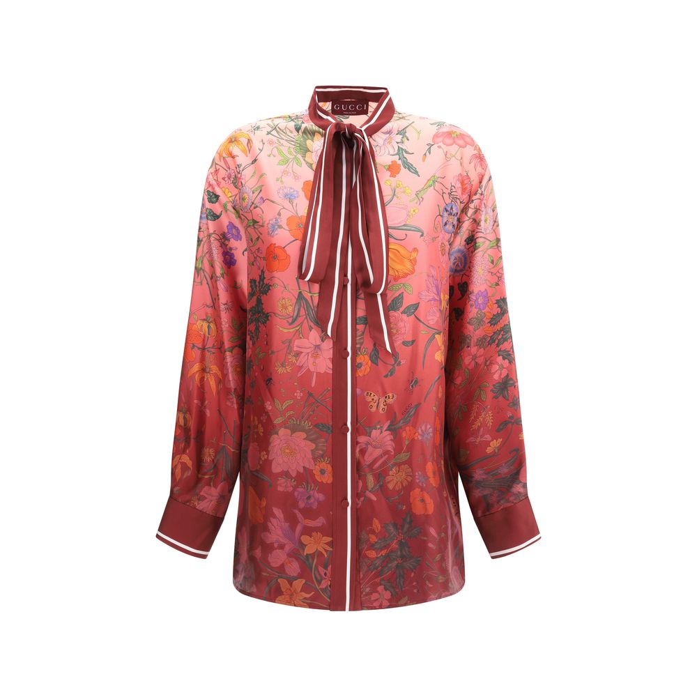 Gucci Seidenhemd mit Muster in Multicolor