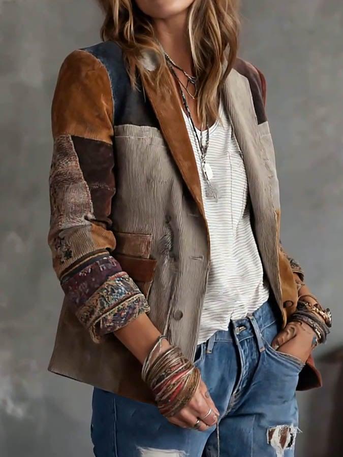 Retro Brown Long Sleeve Blazer - Eleganz & Komfort für das ganze Jahr