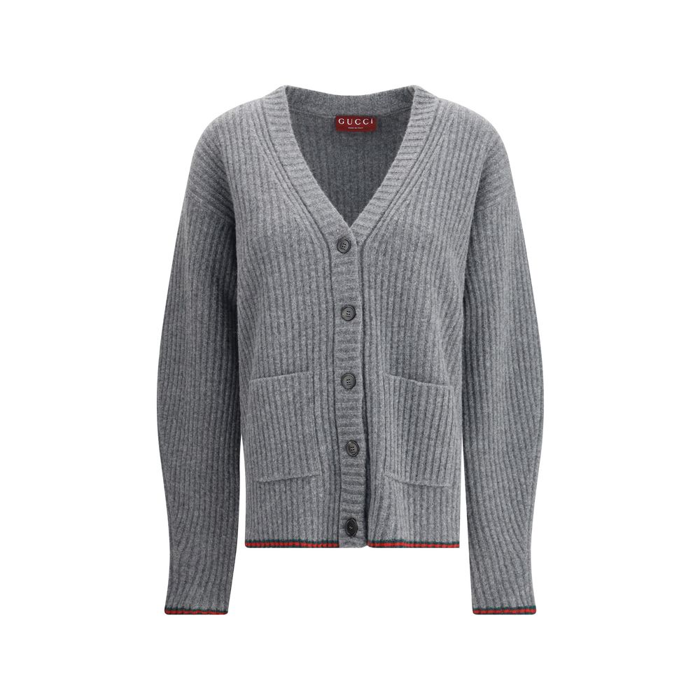 Gucci Strickjacke aus Wolle mit Rippenstrick