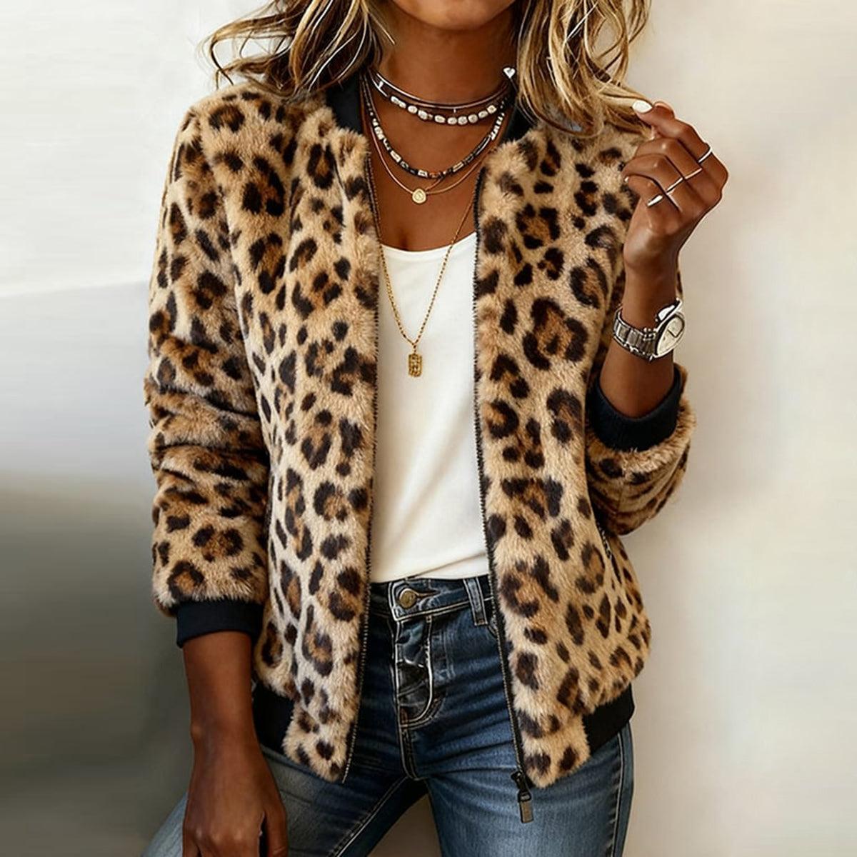 Leopard Faux Fur Winterjacke – warm, kuschelig, stylisch