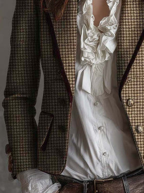 Herbstlicher Long Sleeve Plaid Blazer - Eleganz trifft auf Komfort