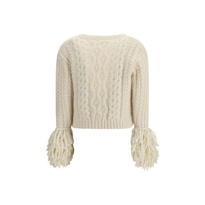 Moncler Cremefarbener Alpaka-Cardigan aus Vicugna Pacos