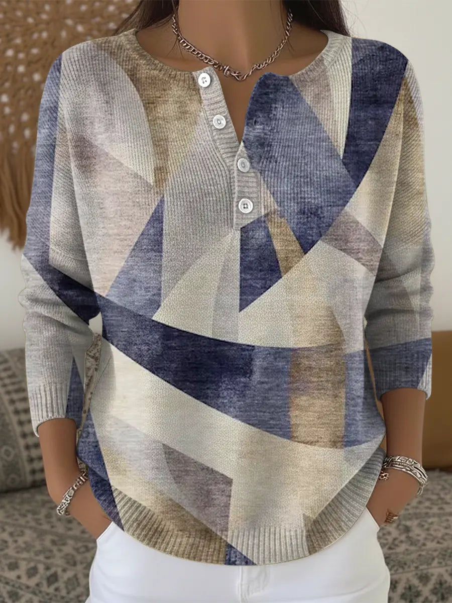 Kuscheliger Vintage Winter Sweater mit abstraktem Muster Damen