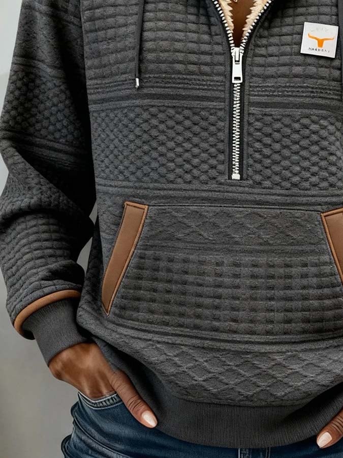 Kuscheliges Damen Fleece Sweatshirt Winter Hoodie grau