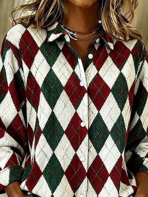 Winter Hemd Damen Karomuster Grün Rot – Weihnachts-Shirt