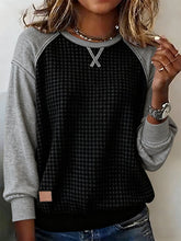 Damen Winter Sweatshirt Waffelstruktur schwarz grau kuschelig