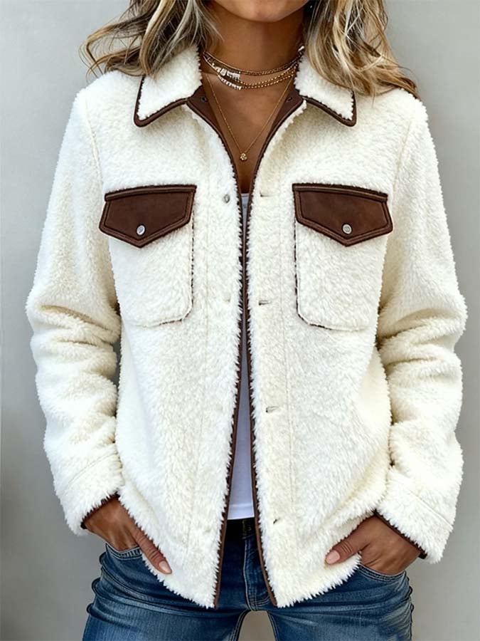 Kuschelige Sherpa Fleecejacke Creme – Winter Warm & Stylish