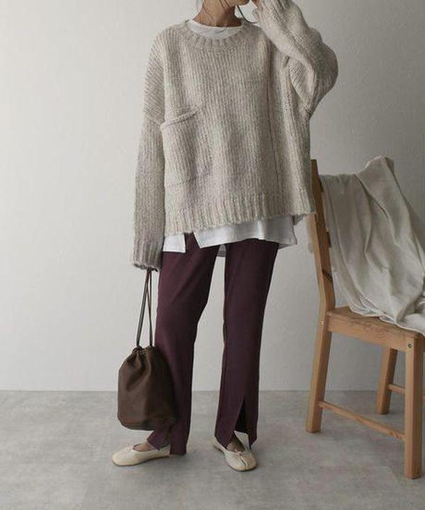 Winter Must-Have: Kuscheliger Oversized Sweater in Elfenbein-Weiß mit Tasche