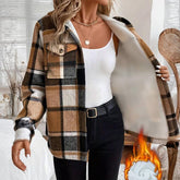 Gefütterte Karo Hoodie Winterjacke Braun für Damen