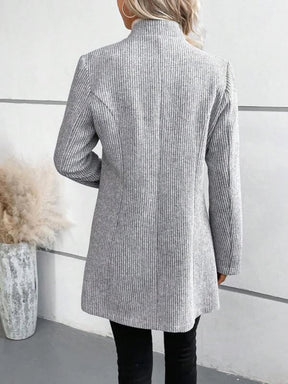 Winter Long-Blazer Grau Damen elegant warm mit Taschen