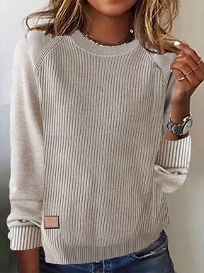 Beiger Winter Sweater Damen – Kuscheliger Boho Pullover Regular Fit