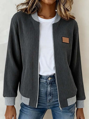 Damen Winterjacke casual warm Kontrast dunkelgrau Zip