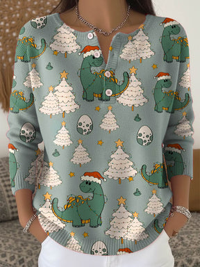 Weihnachtlicher Dino Cardigan Damen – kuscheliger Winterpulli