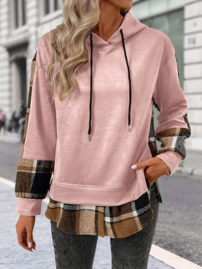 Kuschelwarmer Karo Hoodie Camel – perfekter Winterpullover