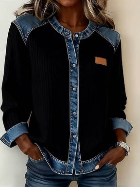 Winter Damen Patchwork Jacke Casual Warm Streetstyle Schwarz