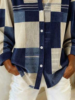 Winter Damen Karohemd Navy Beige Oversized warm S-5XL