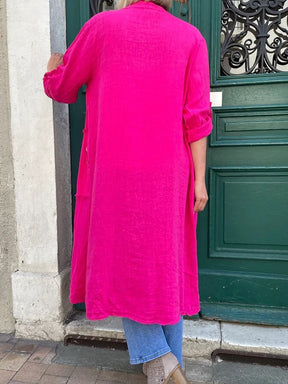 Langer Winter Cardigan in Knallpink – cozy & stylisch