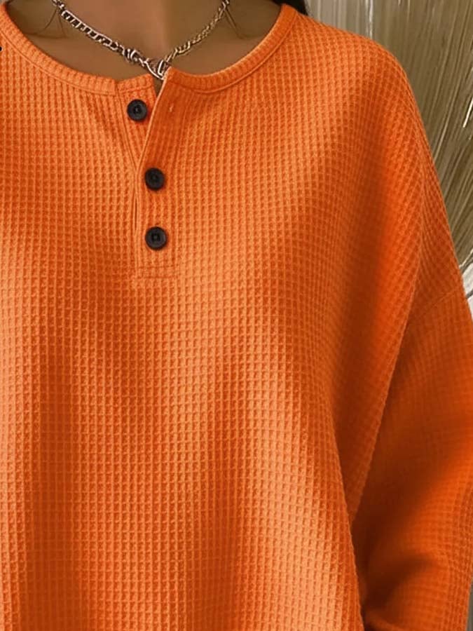 Kuscheliges Waffle Sweatshirt Orange – warm durch den Winter