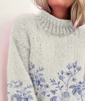 Winterlicher Pflanzenprint-Pullover - Wärmender Chic für kalte Tage