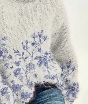 Winterlicher Pflanzenprint-Pullover - Wärmender Chic für kalte Tage