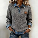 Winter Herren Strickpullover Grau mit Denimkragen Cozy Style