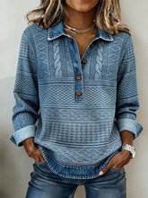 Winter Damen Colorblock Pullover im Denim Look kuschelig warm