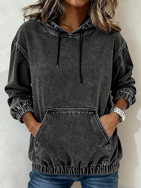 Warmer Oversize Denim Hoodie Damen – Winter Kuschel Pullover