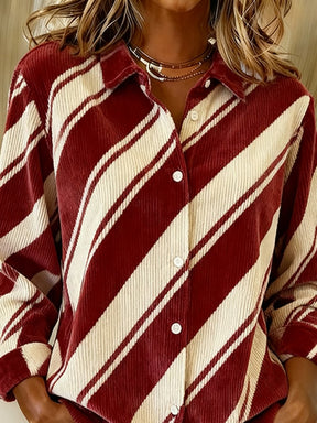 Damen Weihnachtshemd Candy Cane Streifen Wintershirt Oversize