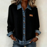 Winter Denim Cardigan Shirt schwarz – warm & stylisch