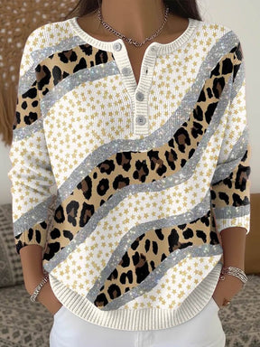 Winter Leo-Stricktop mit Glitzersternchen, warm & chic