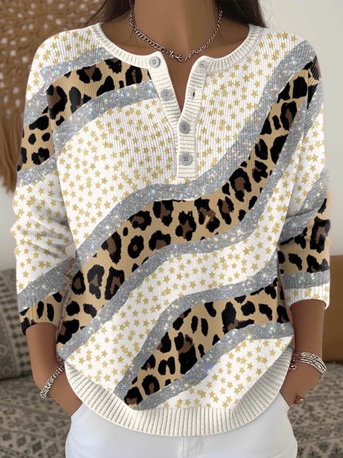 Winter Leo-Stricktop mit Glitzersternchen, warm & chic