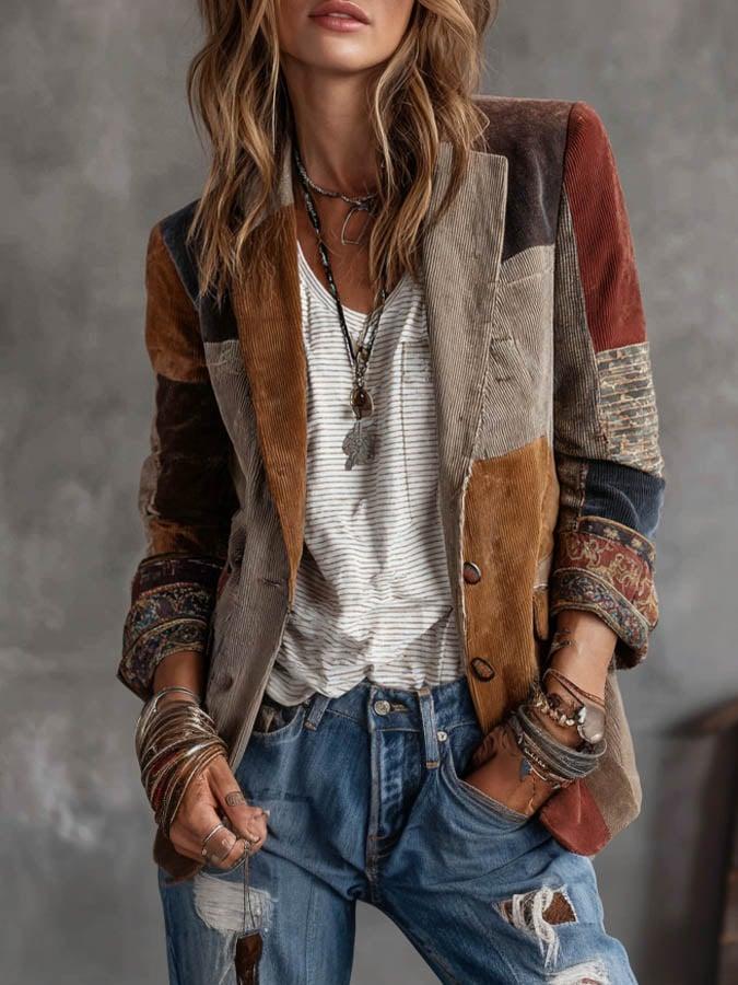 Retro Brown Long Sleeve Blazer - Eleganz & Komfort für das ganze Jahr