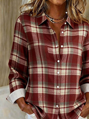 Kariertes Damen Winterhemd bordeaux – warm & casual chic