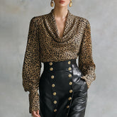 Edgy Leopard Longsleeve mit Cowl Neck für Winter-Outfits