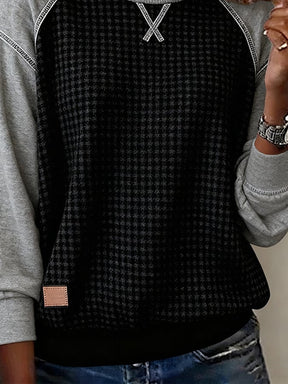 Damen Winter Sweatshirt Waffelstruktur schwarz grau kuschelig