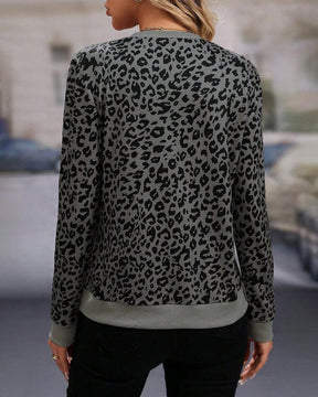 Winter Longsleeve Leopard Print grau – warm & elegant