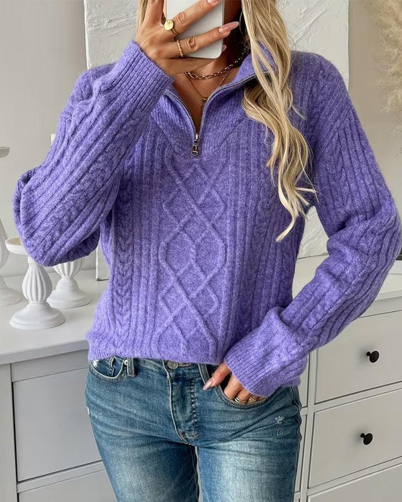 Lila Winter Half Zip Sweater – kuscheliger Damen Pullover